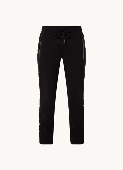 Moncler Tapered fit trackpants met logoborduring en ritszakken - voorkant 2 zwart