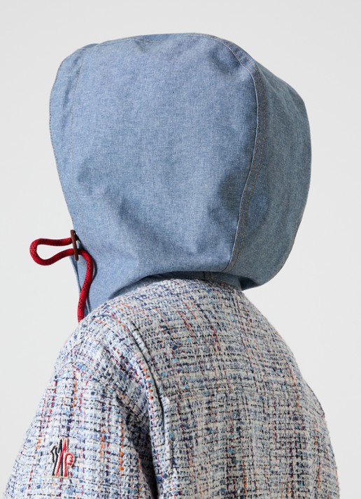 Moncler Termez jack met tweed-look en afneembare capuchon - detail 4 lichtblauw