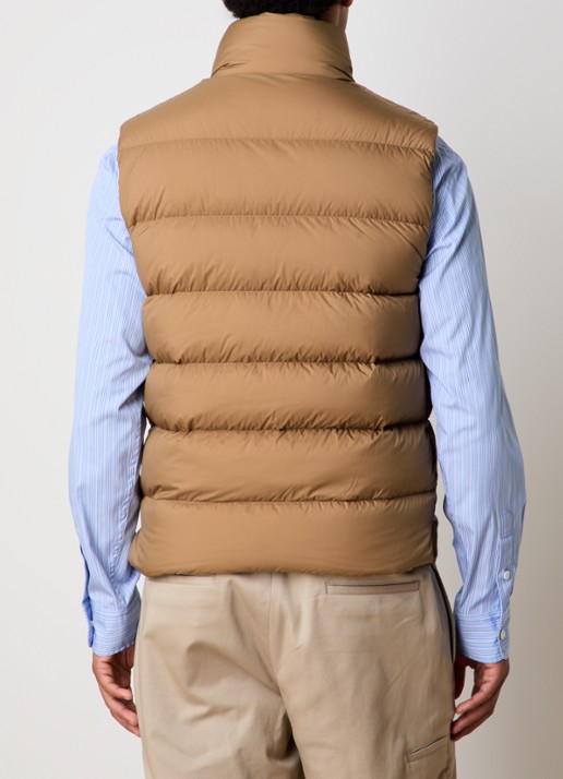 Moncler Tibb gewatteerde bodywarmer met donsvulling en logo - achterkant 6 camel