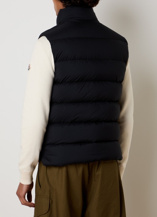 Moncler Tibb gewatteerde bodywarmer met donsvulling en logo - achterkant 3 zwart