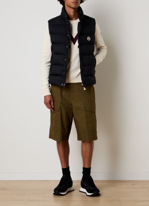 Moncler Tibb gewatteerde bodywarmer met donsvulling en logo - voorkant 2 zwart