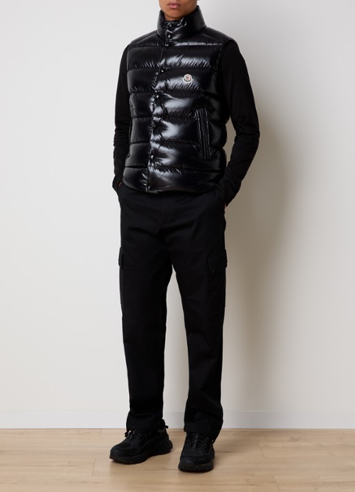 Moncler Tibb gewatteerde bodywarmer met logo - voorkant 6 zwart