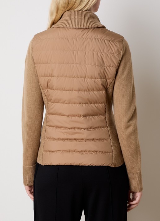 Moncler Tricot fijngebreid vest van scheerwol met gewatteerd voor- en achterpand - achterkant 3 camel