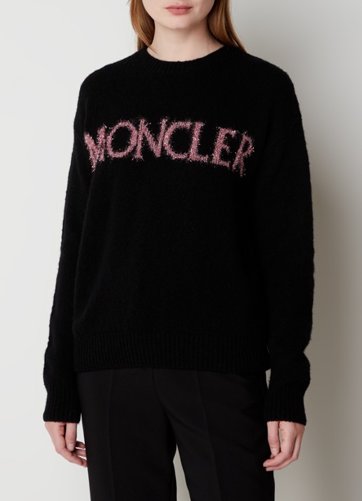Moncler Trui van wol met logo - detail 3 zwart