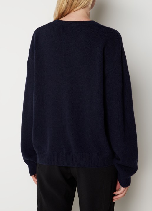 Moncler Trui van wol met logo - achterkant 3 blauw
