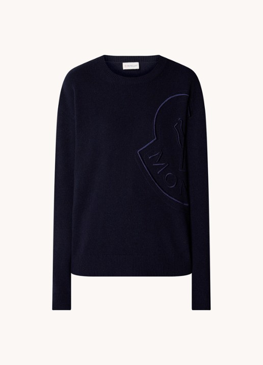 Moncler Trui van wol met logo - voorkant 4 blauw