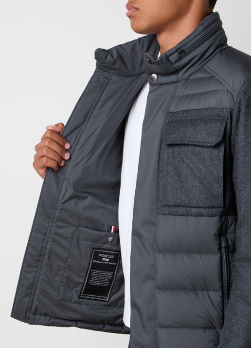 Moncler Vallanta gewatteerde jas met opbergbare capuchon - detail 2 grijs
