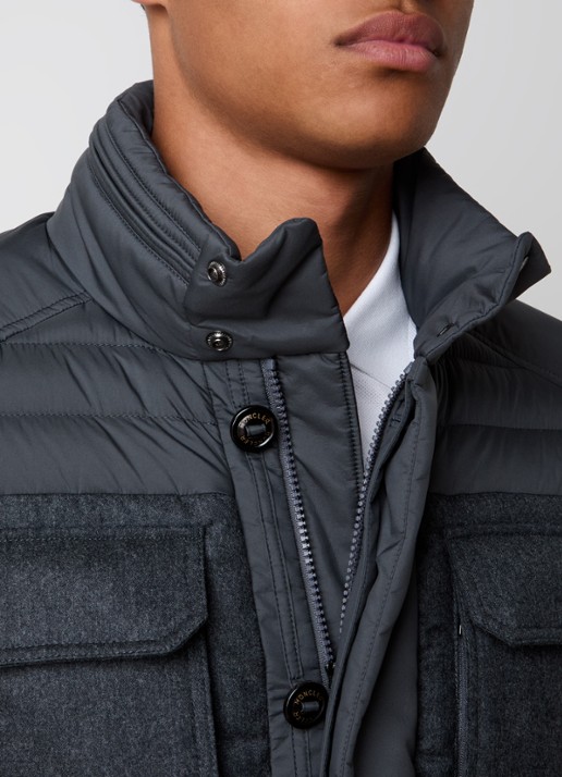 Moncler Vallanta gewatteerde jas met opbergbare capuchon - detail 3 grijs
