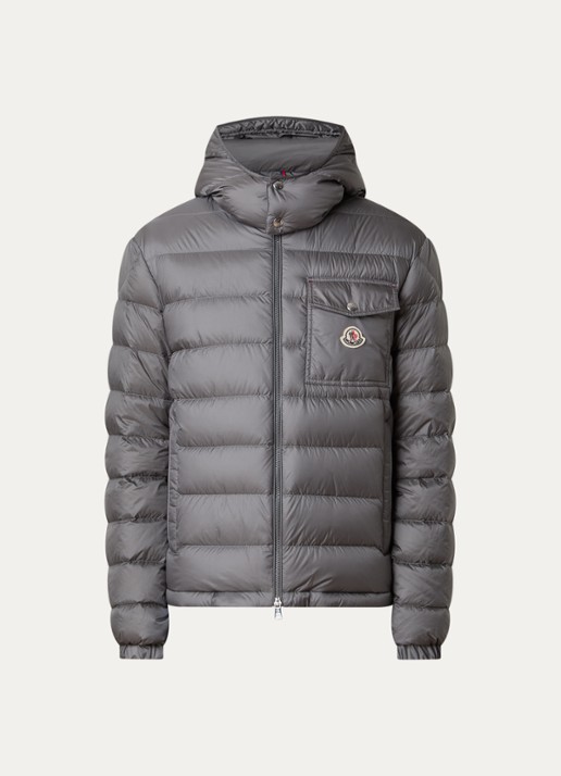 Moncler Verith pufferjack met donsvulling en afneembare capuchon - voorkant 4 grijs