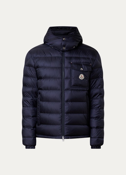 Moncler Verith pufferjack met donsvulling en afneembare capuchon - voorkant donkerblauw