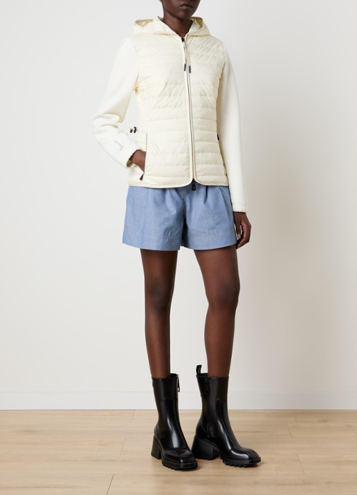 Moncler Vest met gewatteerd voorpand en ritszakken - voorkant 6 gebroken wit