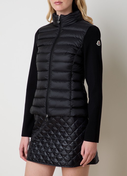Moncler Vest van scheerwol met gewatteerd voorpand - detail zwart