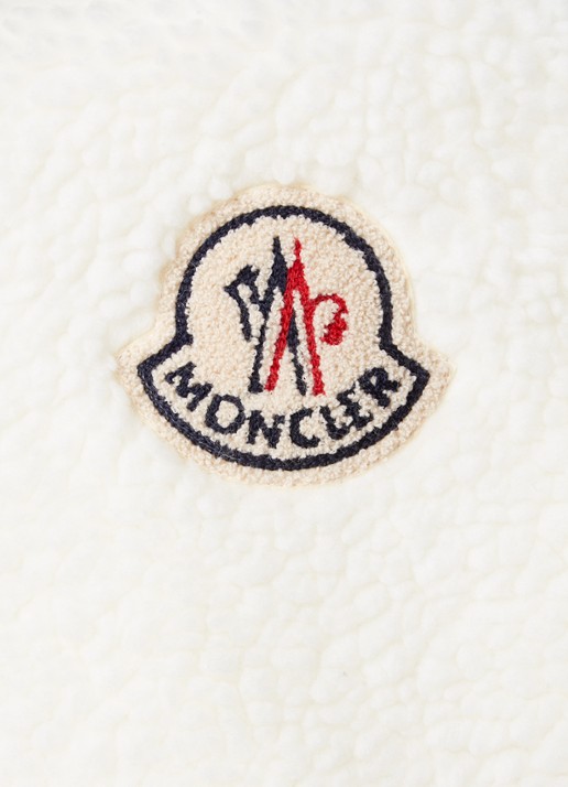 Moncler Vest van teddy met logoborduring - detail 5 ivoor