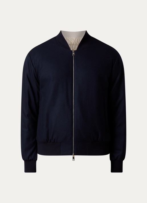Moncler Villerest bomberjack in kasjmierblend met donsvulling - voorkant 5 donkerblauw