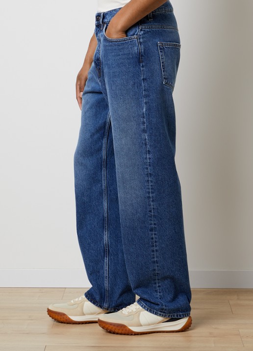 Moncler Wide fit jeans met medium wassing en steekzakken - detail 2 indigo