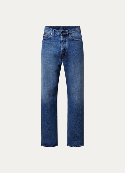 Moncler Wide fit jeans met medium wassing en steekzakken - voorkant 4 indigo