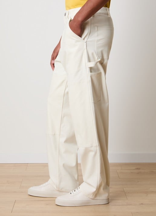 Moncler Wide leg jeans met gekleurde wassing - detail 2 gebroken wit