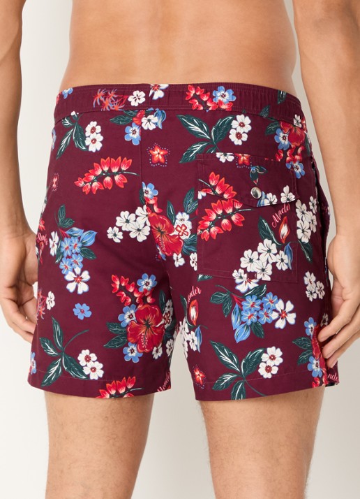 Moncler Zwemshorts met bloemenprint en steekzakken - achterkant rood