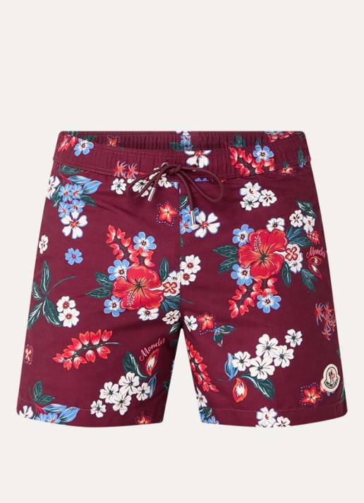 Moncler Zwemshorts met bloemenprint en steekzakken - voorkant 2 rood