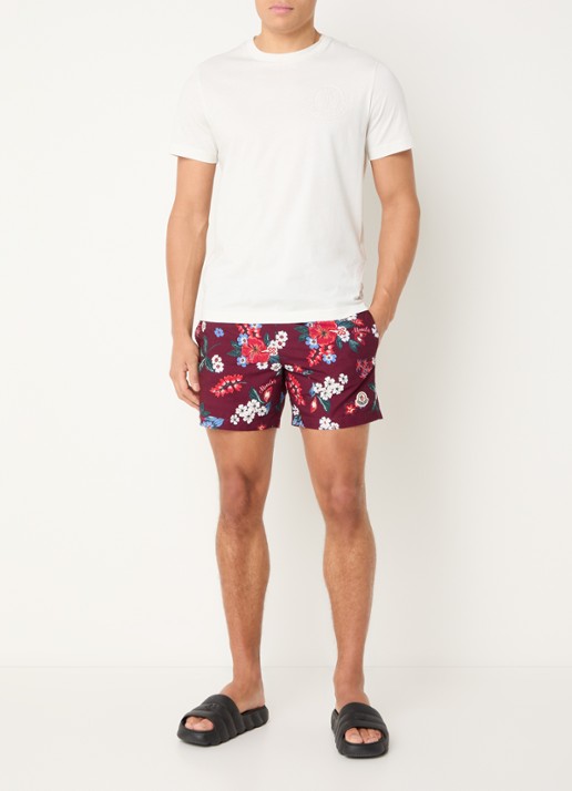 Moncler Zwemshorts met bloemenprint en steekzakken - voorkant 3 rood