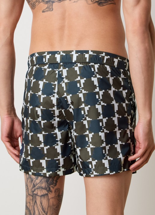 Moncler Zwemshorts met grafische print - achterkant donkergroen