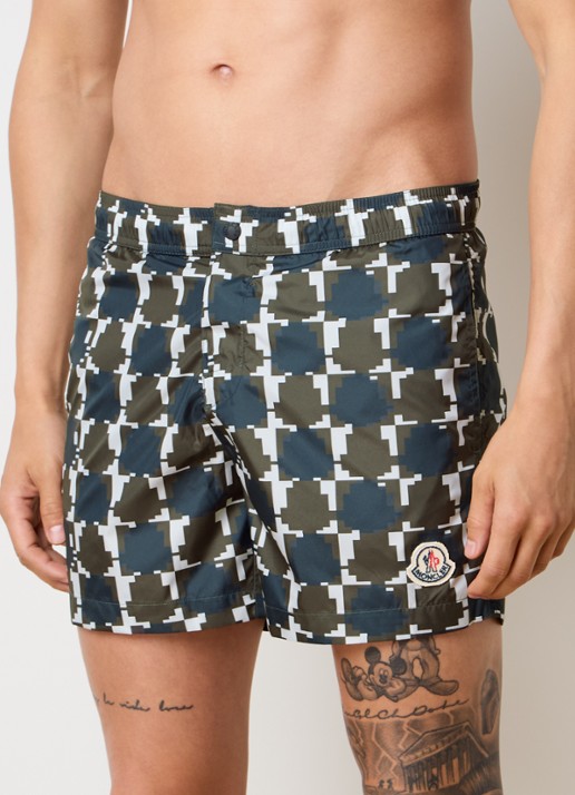 Moncler Zwemshorts met grafische print - detail 2 donkergroen