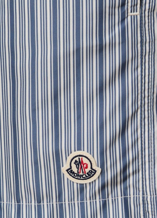 Moncler zwemshorts met streepprint en steekzakken - detail 5 staalblauw