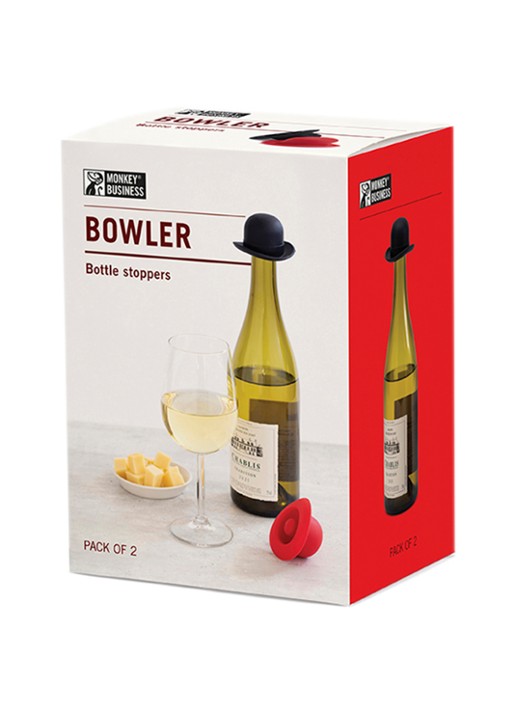 Monkey Business Bowler wijnstopper set van 2 - detail zwart