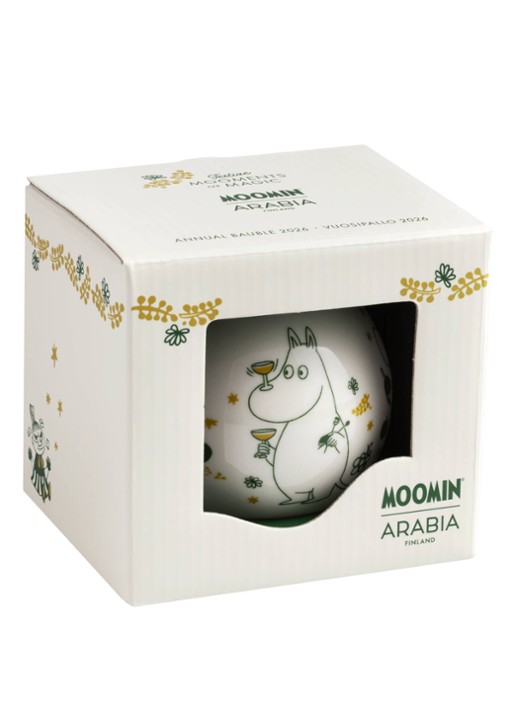 Moomin Arabia Moomin Gift of Love 2026 kerstbal 10,4 cm - voorkant 3 gebroken wit