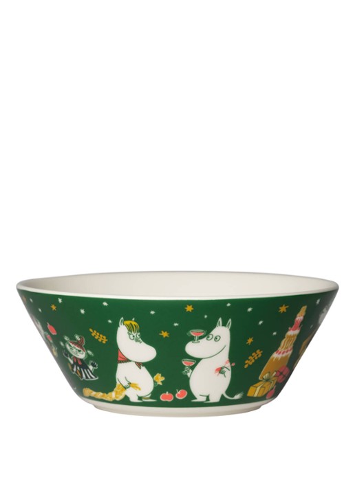 Moomin Arabia Moomin Gift of Love kom 15 cm - voorkant donkergroen