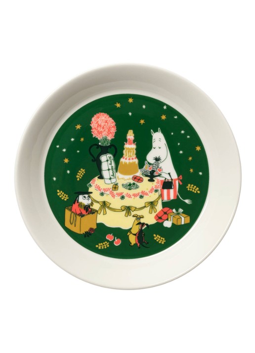 Moomin Arabia Moomin Gift of Love ontbijtbord 19 cm - voorkant donkergroen