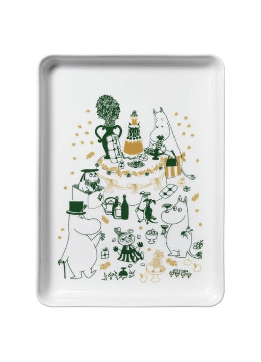Moomin Arabia Moomin Gift of Love serveerschaal 24 x 32 cm - achterkant 3 donkergroen