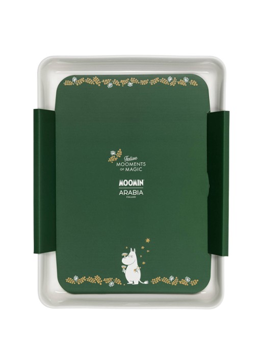 Moomin Arabia Moomin Gift of Love serveerschaal 24 x 32 cm - voorkant 2 donkergroen