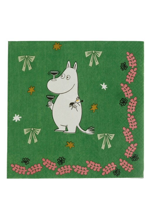Moomin Arabia Moomin Gift of Love servetten 33 x 33 cm - detail 3 donkergroen