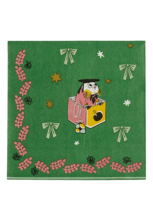 Moomin Arabia Moomin Gift of Love servetten 33 x 33 cm - voorkant donkergroen