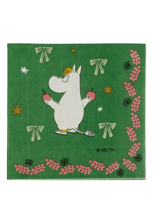 Moomin Arabia Moomin Gift of Love servetten 33 x 33 cm - voorkant 2 donkergroen