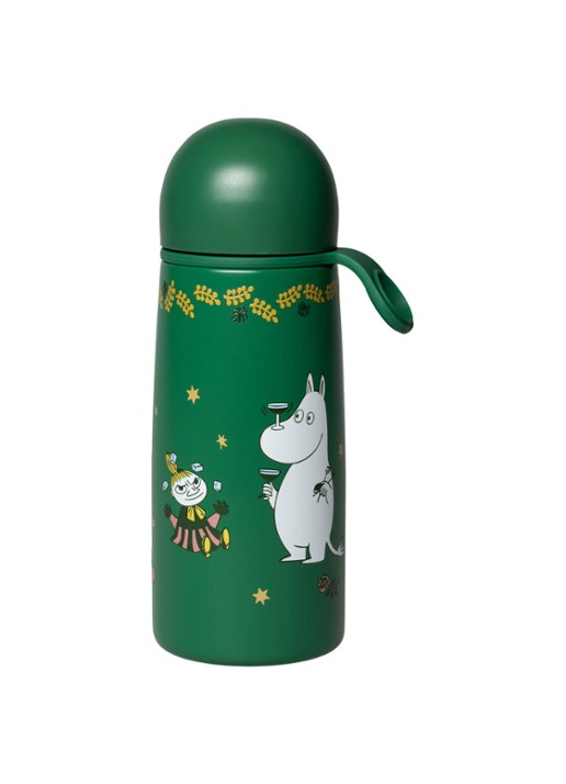 Moomin Arabia Moomin Gift of Love thermosfles 0,4 liter - voorkant donkergroen