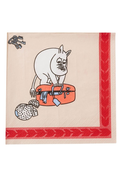 Moomin Arabia Moomin Holiday Rush servet 33 cm - achterkant 3 rood