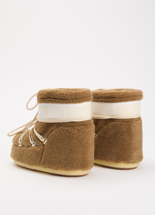 Moon Boot Icon Low Fleece snowboot van teddy - achterkant 3 lichtbruin