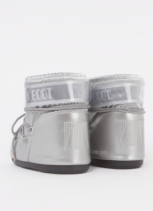 Moon Boot Icon Low Glance snowboot met waterafstotende coating en metallic finish - achterkant 2 lichtgrijs