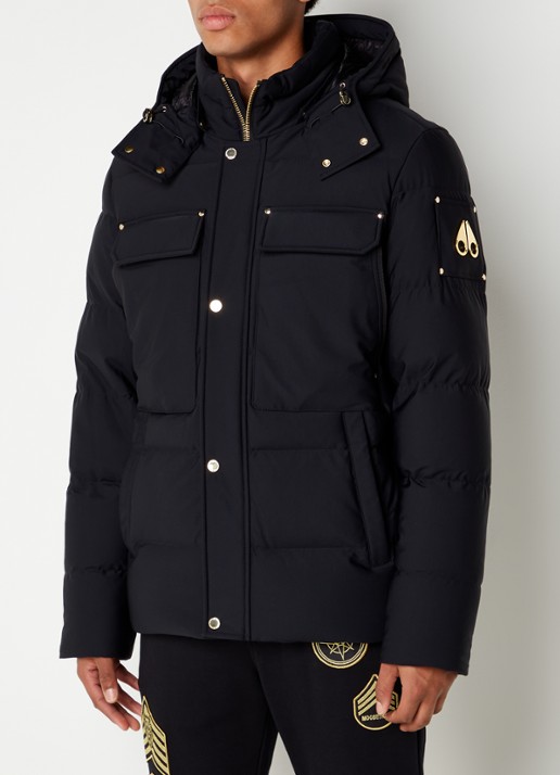 Moose Knuckles Gold Skillman puffer jack met donsvulling en afneembare capuchon - detail 2 zwart