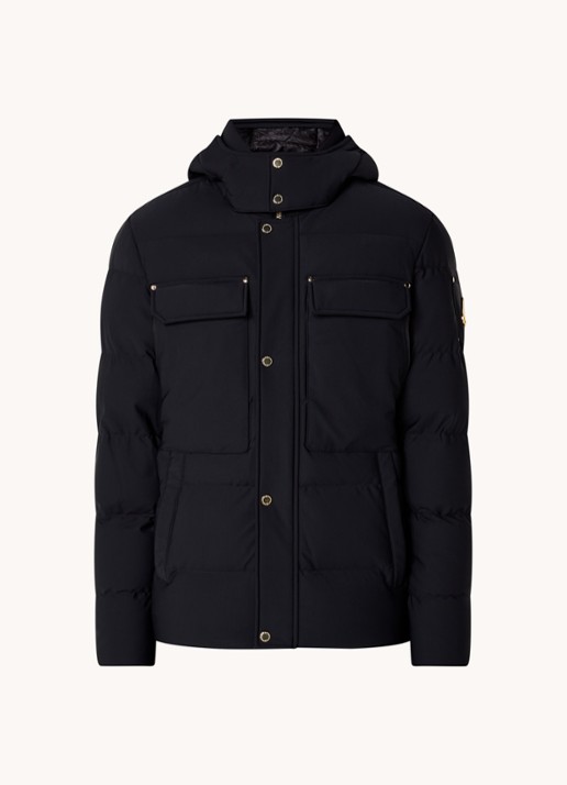 Moose Knuckles Gold Skillman puffer jack met donsvulling en afneembare capuchon - voorkant 5 zwart