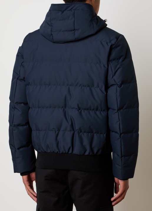 Moose Knuckles Puffer jas met donsvulling en ritszakken - achterkant donkerblauw