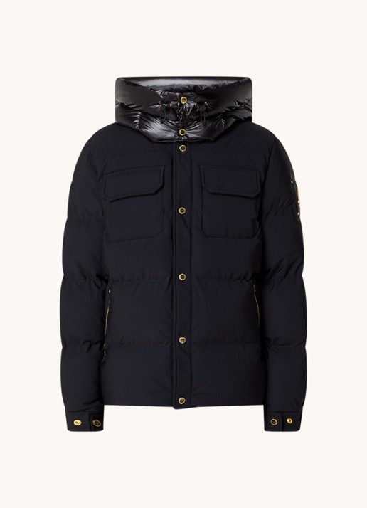 Moose Knuckles Puffer jas met donsvulling en ritszakken - voorkant zwart