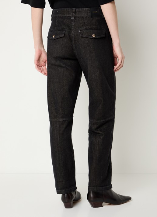 Mos Mosh Aymen high waist straight fit jeans met gekleurde wassing - achterkant 2 zwart