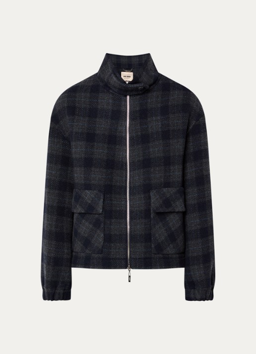 Mos Mosh Camille jack in wolblend met klepzakken - voorkant donkerblauw