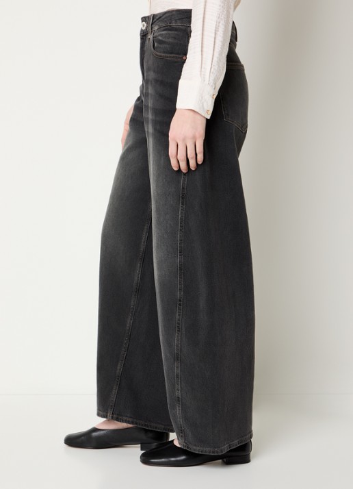 Mos Mosh Cindy high waist wide fit jeans met gekleurde wassing - detail 2 grijs
