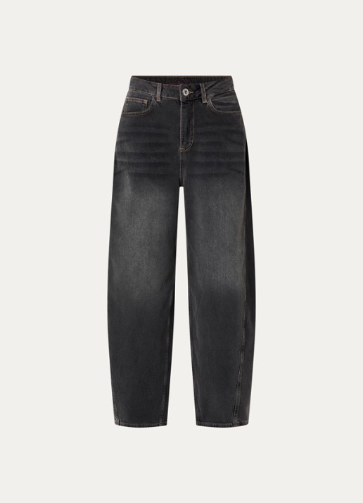 Mos Mosh Cindy high waist wide fit jeans met gekleurde wassing - voorkant 4 grijs