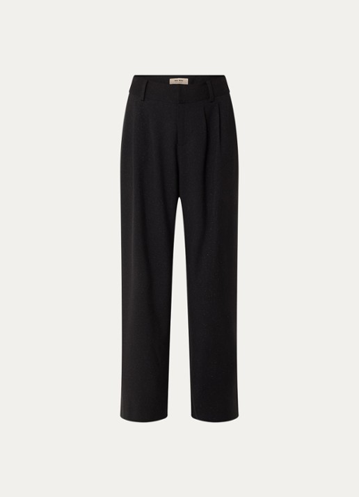 Mos Mosh Evie high waist wide fit pantalon met lurex - voorkant 2 zwart
