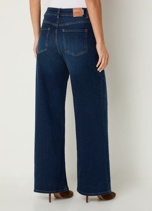 Mos Mosh High waist wide leg jeans met donkere wassing - achterkant 3 indigo